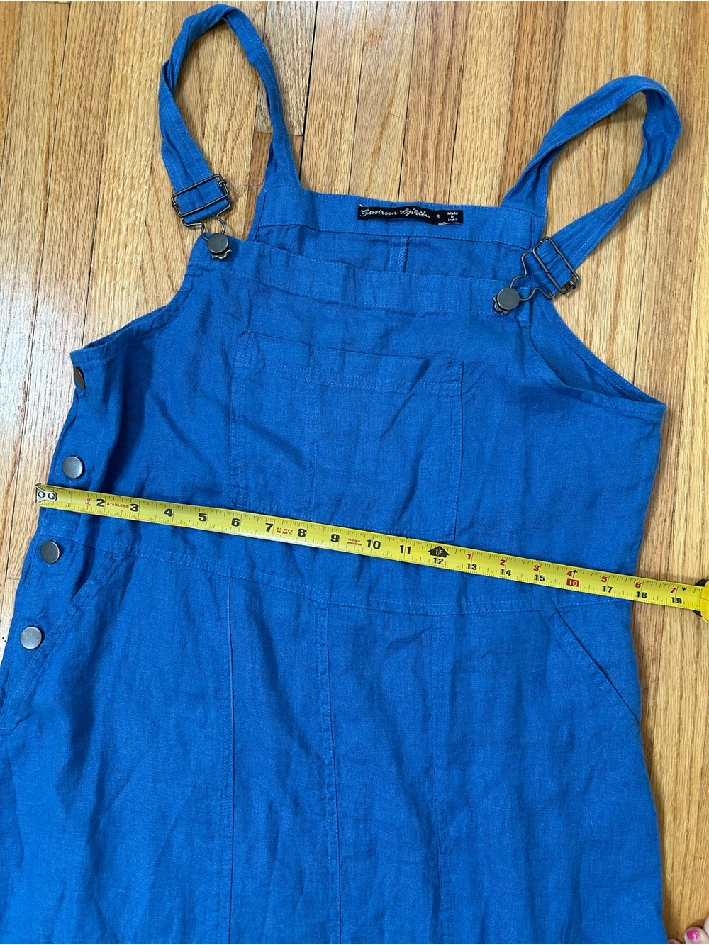 Gudrun Sjoden Blue Linen Pinafore Overall Dress - Picture 8 of 9